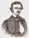 Historical portrait of Edgar Allan Poe, the american writer