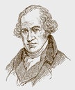 Historical portrait of James Watt the famous inventor, engineer and chemist Royalty Free Stock Photo