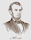 Historical portrait and signature of Abraham Lincoln, the american president