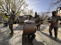 A statue of a marching band in Praga, Warsaw, Poland