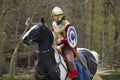 Historical Re-enactment of Roman Cavalry and Infantry soldiers at Northumberland, May 2012. Royalty Free Stock Photo