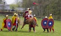 Historical Re-enactment of Roman Cavalry and Infantry soldiers at Northumberland, May 2012. Royalty Free Stock Photo