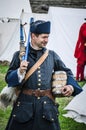 Historical reconstruction in Narva Castle on August 10, 2013, Estonia.