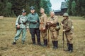 Historical reconstruction second world war. Soldiers posing at t