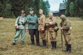 Historical reconstruction second world war. Soldiers posing at t