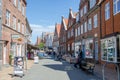 Historical red brick buildings in small Danish town Tonder during early spring, Denmark, Europe