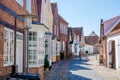 Historical red brick buildings in small Danish town Tonder during early spring, Denmark, Europe