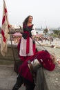 Historical reenactment of the battle and victory of the CoruÃÂ±a hero Maria Pita over the English in 1589 to Royalty Free Stock Photo