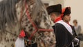 Historical reenactment of Cravat Regiment greeting, guard of honour in Zagreb