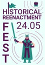 Historical reenactment festival poster flat vector template