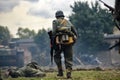 Historical reenactment of soldiers during the Second World War,