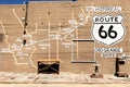 Historical Route 66 map drawn on a wall