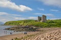 Historical ruined Minard Castle near the beach on a sunny day Royalty Free Stock Photo