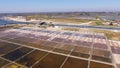 Historical salt pans in Aveiro, Portugal aerial view