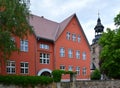 Historical School and Church in the Resort Bad Berka, Thuringia Royalty Free Stock Photo