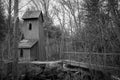 Historical Sheave Tower in the Woods BW