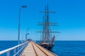 Historical ship Leeuwen 11 at Busselton jetty in Australia