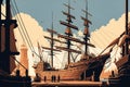 Historical Shipyard with Traditional Ships in Production