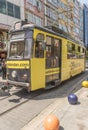 Historical sightseeing tram at Taksim Square on the streets of Istanbul. Turkey.