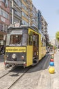 Historical sightseeing tram at Taksim Square on the streets of Istanbul. Turkey.