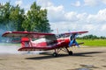 Historical single engine airplane Antonov AN2, starting the engine