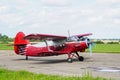 Historical single engine airplane Antonov AN2, starting the engine