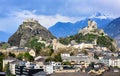 Sion town in in the Alps mountains valley, Valais, Switzerland