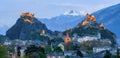 Historical Sion town with its two castles at late evening Switzerland