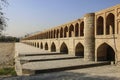 The historical Siosepol bridge or Allahverdi Khan bridge in Isfahan, Iran, Middle East.