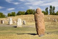 Historical site of Burana and tombstones known as balbas in Kyrgyzstan.