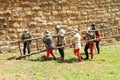 Medieval soldiers with ladder on The Battle of Budyne Royalty Free Stock Photo