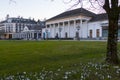 Historical spa house with famous gas lanterns of Baden-Baden in dusk