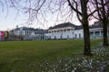 Historical spa house with famous gas lanterns of Baden-Baden in dusk