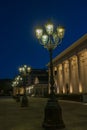 Historical spa house with famous gas lanterns of Baden-Baden night