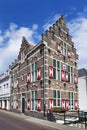 Historical stately mansion with red and white shutters, Gorinchem, Netherlands