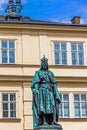 Historical statue 1848 of Charles IV Karel IV near Charles Bridge. Prague, Czech Republic. Charles IV - Holy Roman Emperor