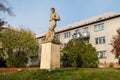 The historical statue of labourer built in communism era in Ostrava Poruba, Czechia. The sculpture should empower nation to work