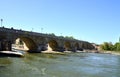 Historical Stone Bridge over the River Danube in the Old Town of Regensburg, Bavaria Royalty Free Stock Photo