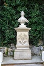 Historical stone bust on a pedestal