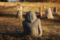 Historical stone sculptures on Silk road, Kyrgyzstan Royalty Free Stock Photo