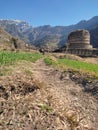 A Historical Stopa of Budmath at Amlok Dara Swat valley Pakistan. 2nd CE to 9th Ce Royalty Free Stock Photo