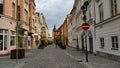 Historical street of city center of South Bohemian town called Ceske Budejovice