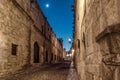 Historical Street of the Knights called Ippoton with stone houses in Old town of Rhodes city in Rhodes island, Greece Royalty Free Stock Photo