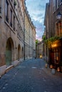 Historical street in the old town of Geneva, Switzerland Royalty Free Stock Photo