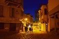 Historical street and passage in Plovdiv old town at night , Bulgaria Royalty Free Stock Photo