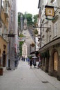 historical street in Salzburg, Old town Royalty Free Stock Photo