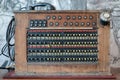 Historical, telecommunications system. Old vintage telephone switchboard Royalty Free Stock Photo