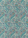 Historical textile pattern with green floral ornament at grey background