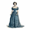 Historical-themed Illustration Of Woman In Blue Dress