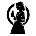Historical-themed Maidcore A Woman\'s Silhouette Holding A Soda Bottle